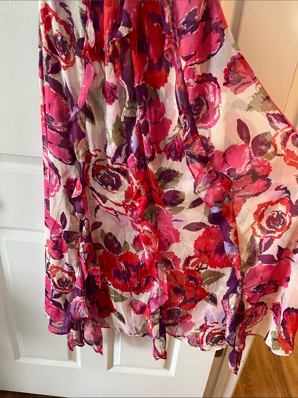 Misa Los Angeles Pink & Red Floral Tie-Shoulder Maxi Dress - Picture 2 of 8